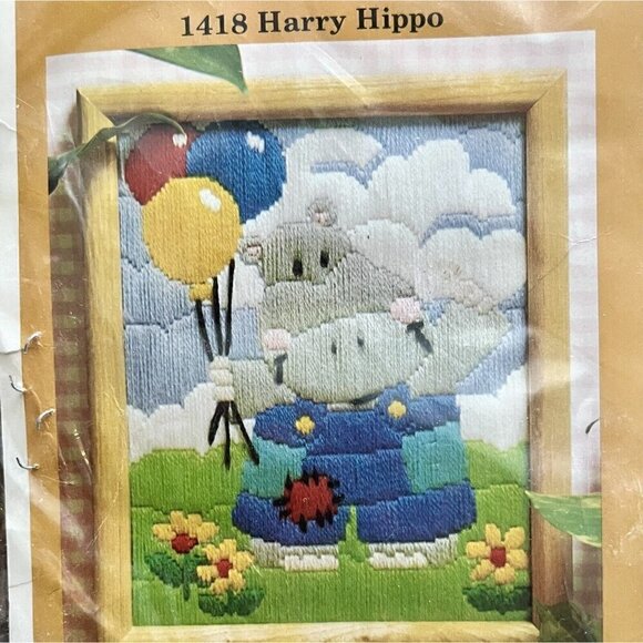 •SOLD•|The Creative Circle| Crewel Kit Harry Hippo 1418 Stitch Embroidery New - Picture 3 of 3